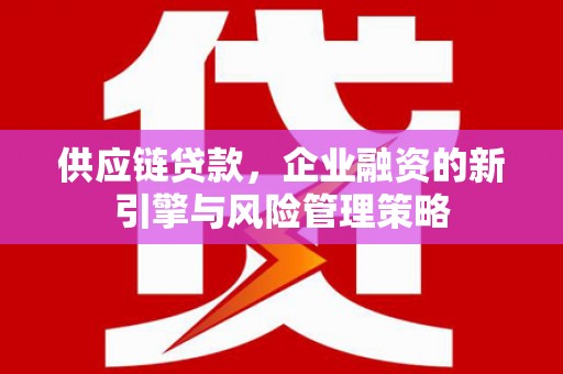肃北供应链贷款，企业融资的新引擎与风险管理策略